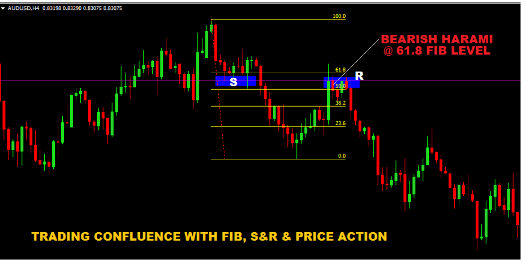 Trading-Confluence-con-Supporto-e-Resistenza-fibonacci-e-Price-Action