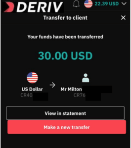 Transfer Funds From One Deriv Account To Another as a payment agent on Deriv