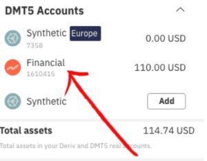 Deriv financial account id